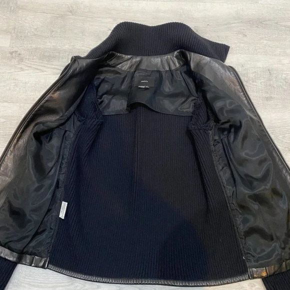 Identify 100% Leather Knit Fitted Jacket with Mock Cowl Neck 🇨🇦 Made - Picture 9 of 17